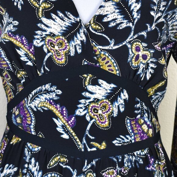 ba&sh Vienne Dress Noir Paisley Floral Midi - S - Picture 3 of 11